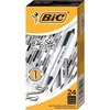 Bic Clic Stic Pen, Medium Point, 24/BX, Black Ink/White Barrel PK BICCSM241BLK